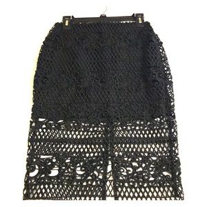 Express high waisted pencil skirt with lace detail